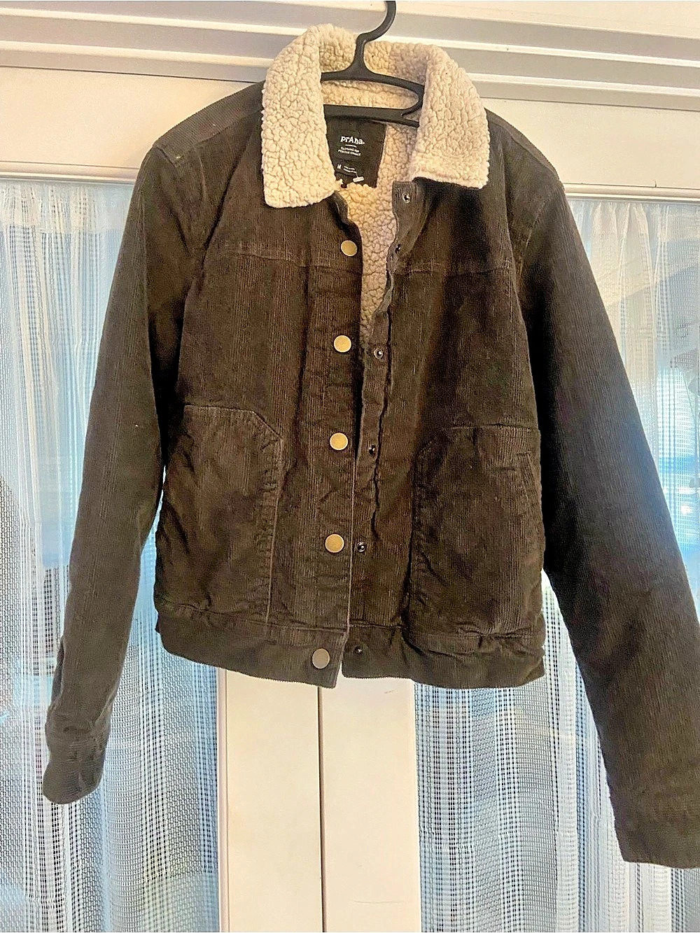 prAna Milani Corduroy Sherpa Jacket Sherpa Collar Jacket in Black Size Medium